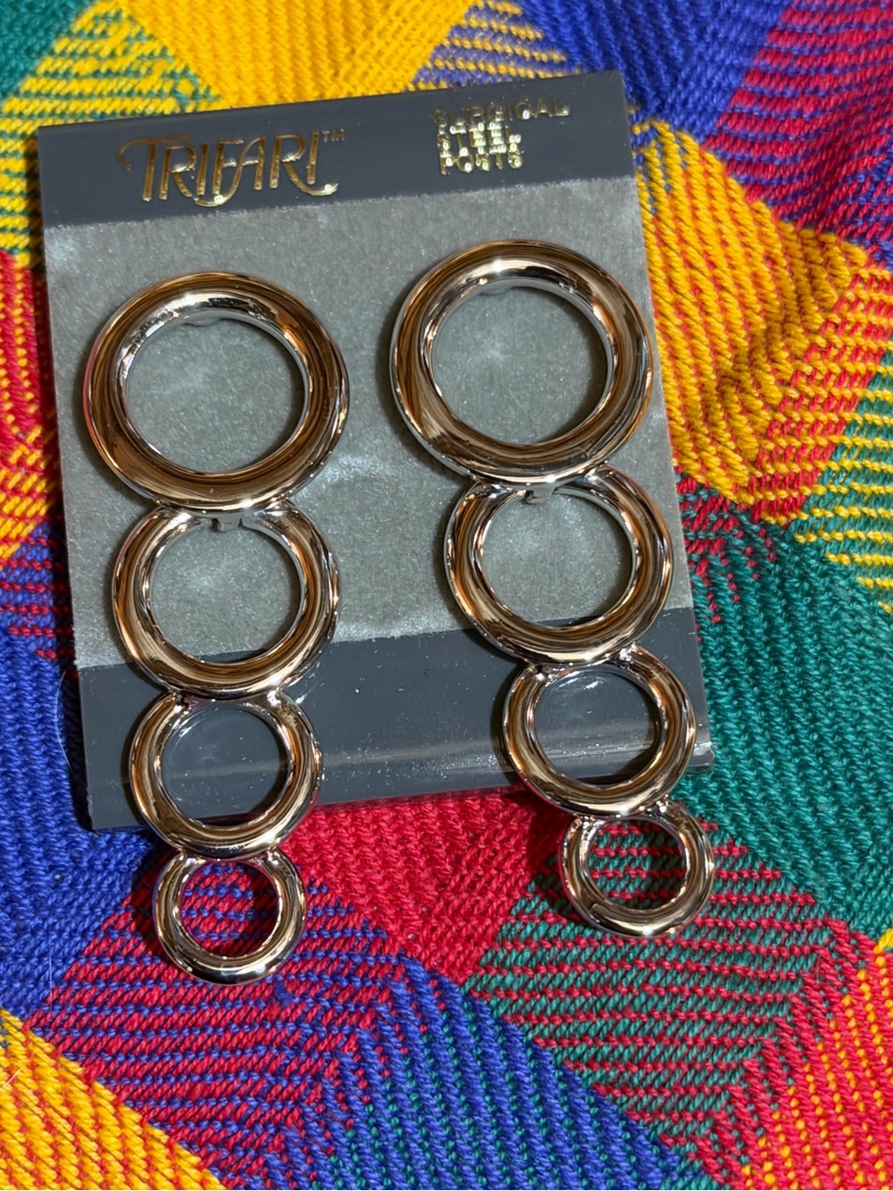 Vintage Trifari Silver Tone Cascading Circle Earrings